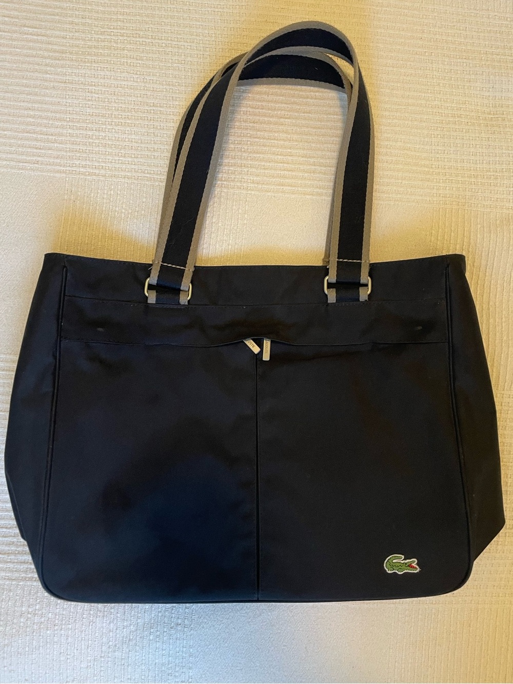 Lacoste Black Zippered Tote Bag